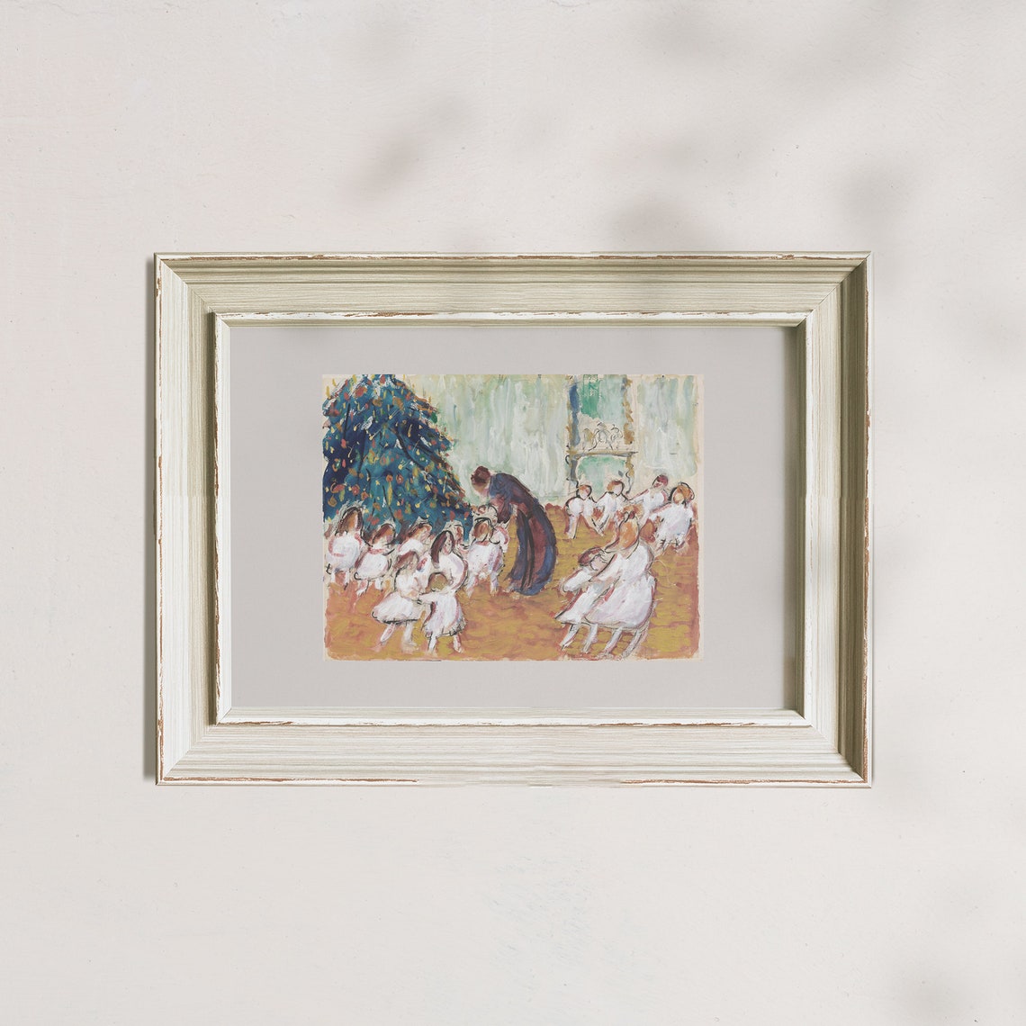 Children Around Christmas Tree Impressionist Holiday Scene Poster - Image 7