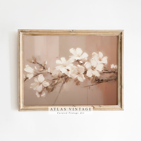 Vintage Valentine Flower Print Antique White Flower Painting Botanical Valentine Wall Art Moody Spring Farmhouse Dcor