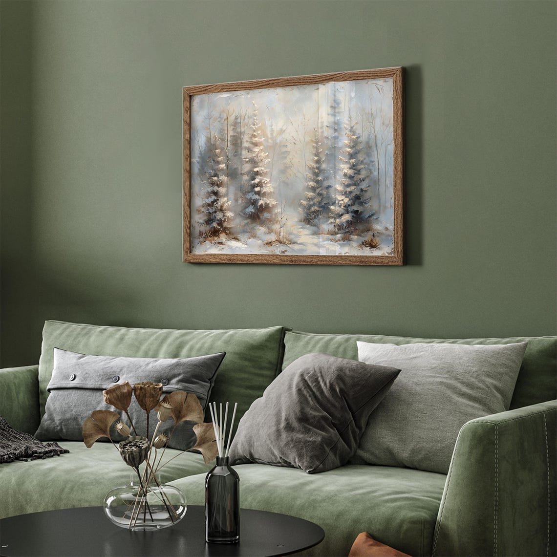 Snowy Pines in Soft Winter Light Vintage Forest Frame TV Art Poster - Image 4
