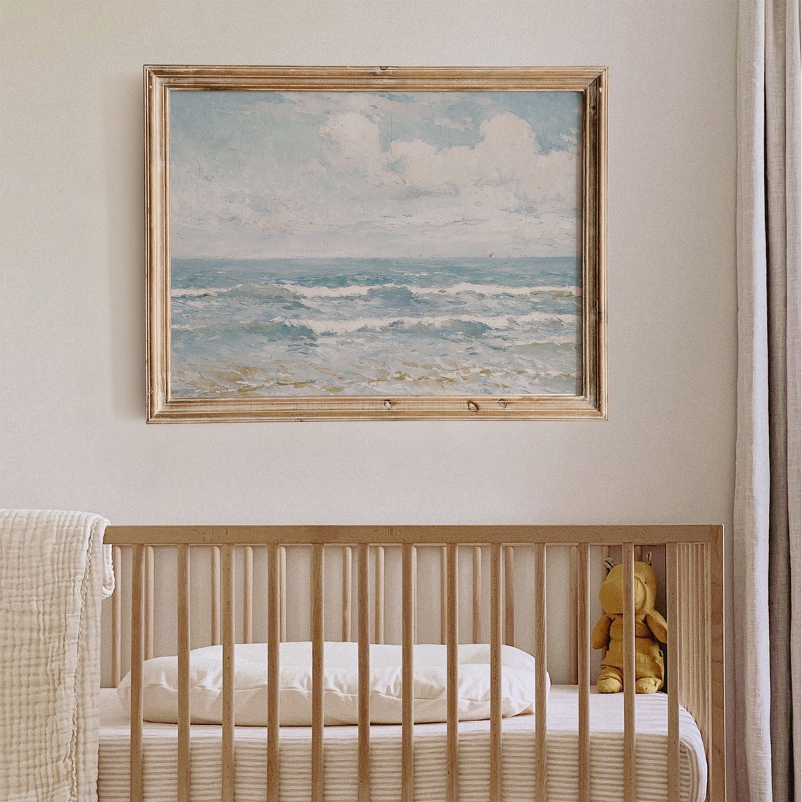 Blue Ocean Waves Under Cloudy Sky Gentle Coastal Seascape Wall Poster - Image 8