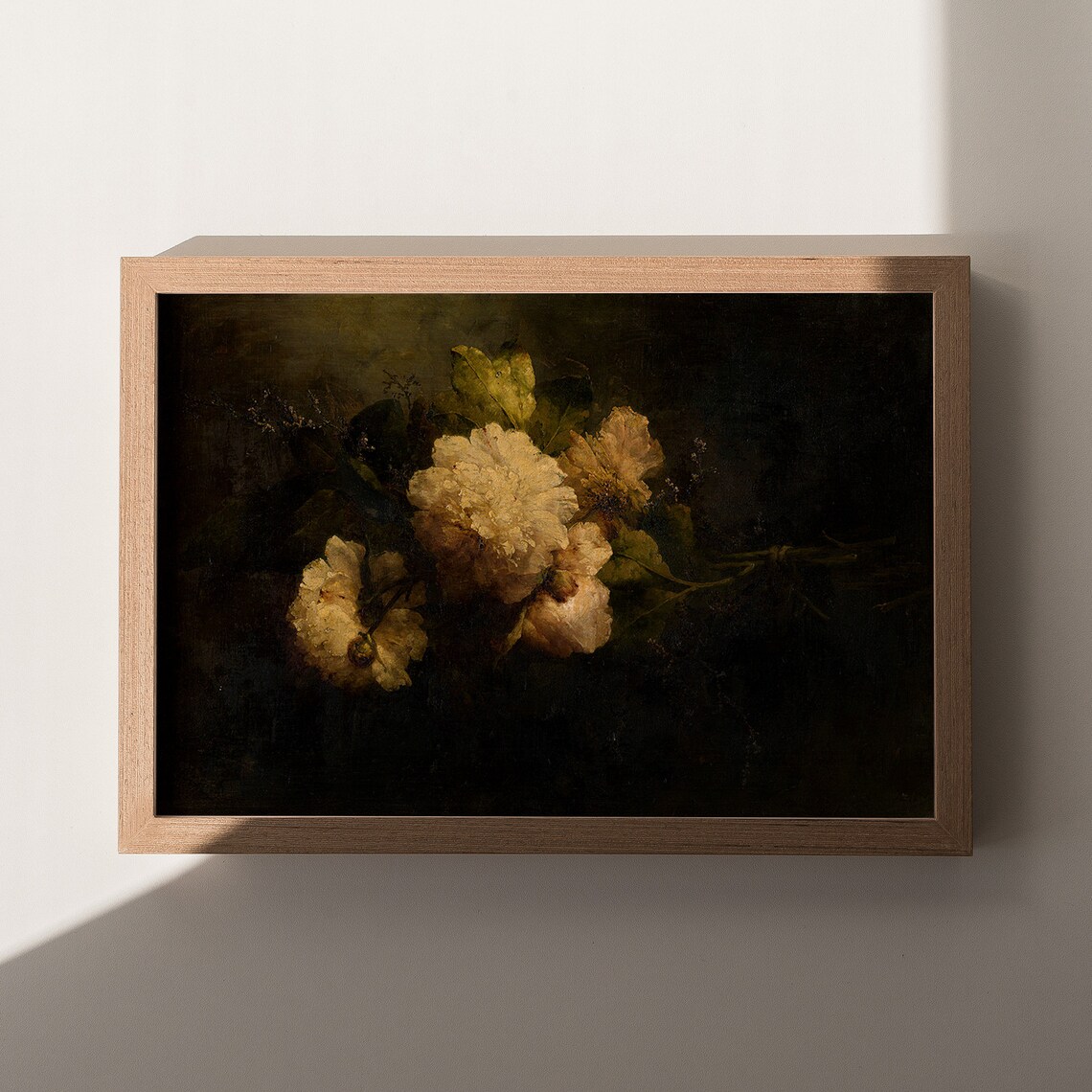 Dark Antique Peony Still Life Moody Floral Oil Painting Print - Image 7