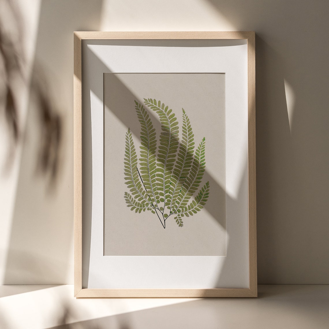 Green Fern Fronds Vintage Botanical Study in Warm Neutral Tones Poster - Image 4