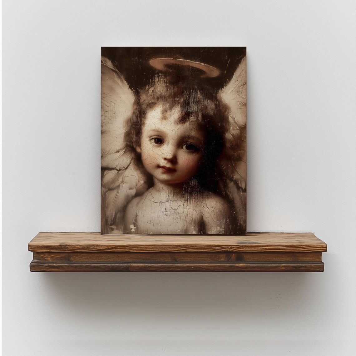 Vintage Cherub Portrait Antique Angel Child Oval Painting Art Poster - Image 6