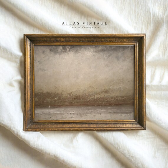 Muted Gray Abstract Coastal Painting Neutral Beach Bathroom Decor Poster