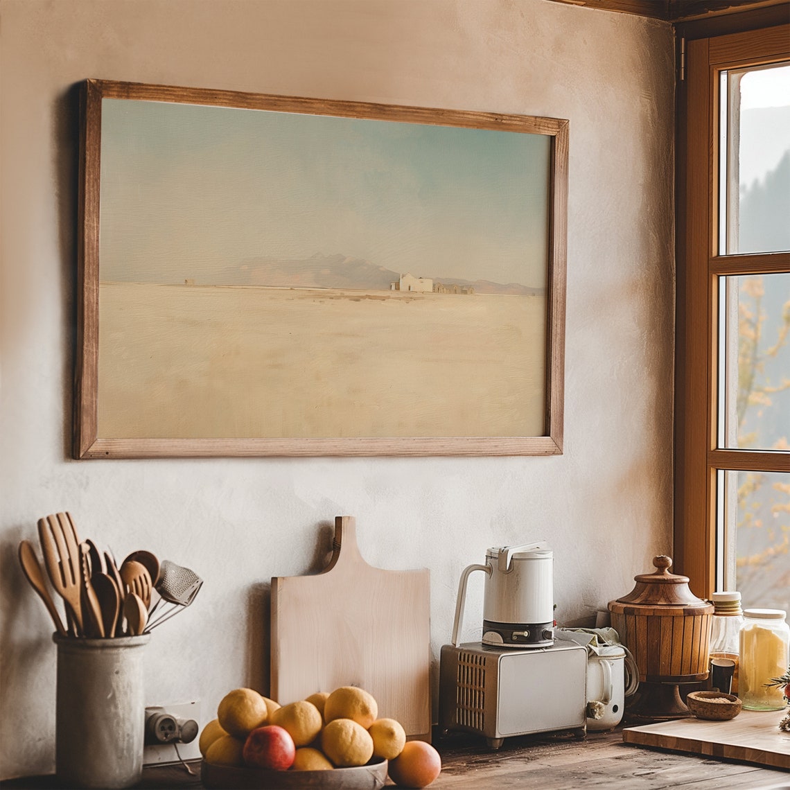 Minimal Desert Landscape Neutral Warm Tones Frame TV Art Print - Image 2