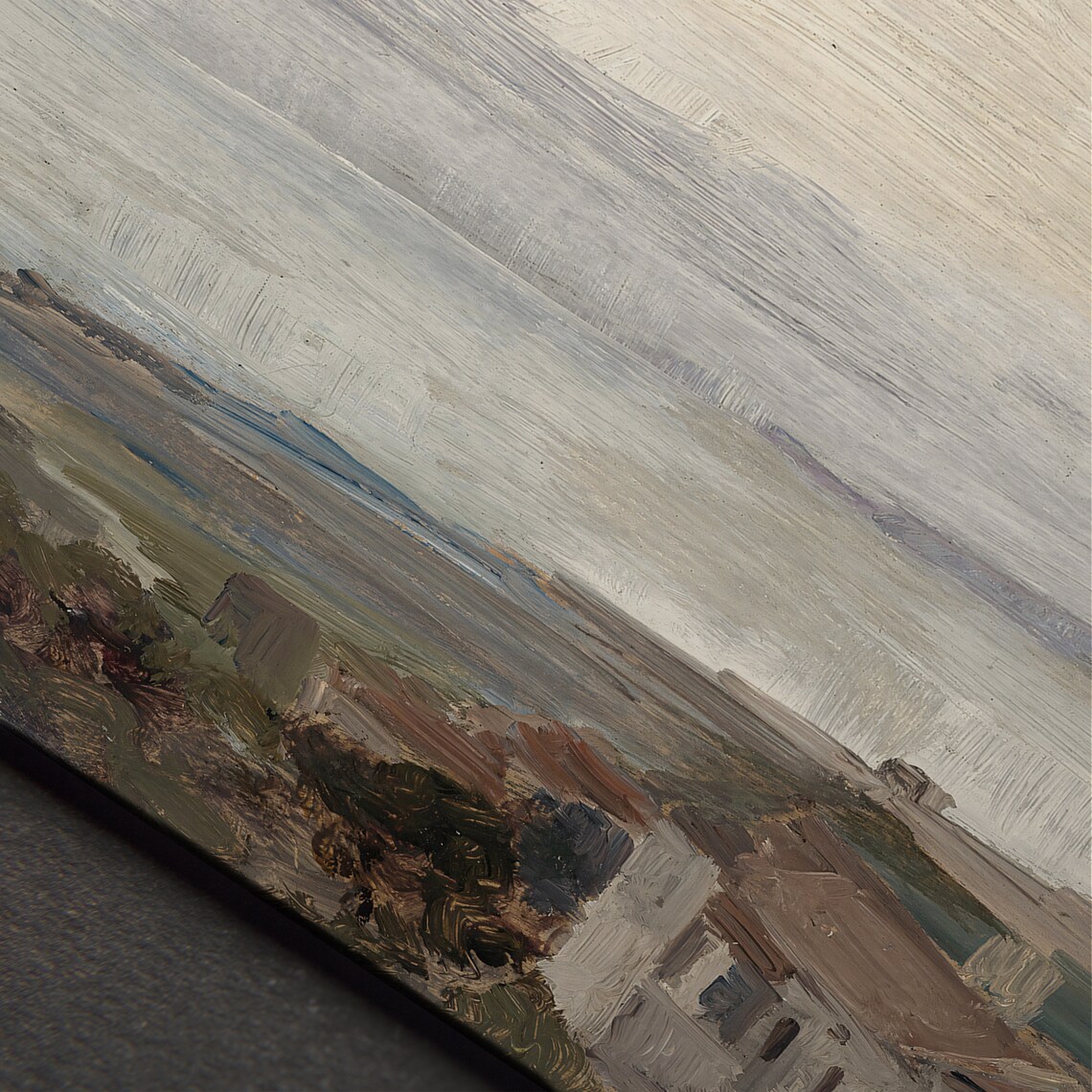 Beach House Coastal Hillside Vintage Seascape Painting Nautical Print - Image 3
