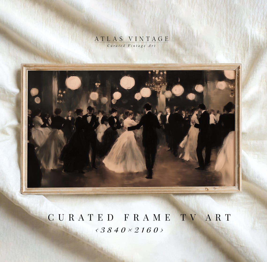 Vintage Ballroom Dance Scene Couples Waltzing Evening Poster - Image 5