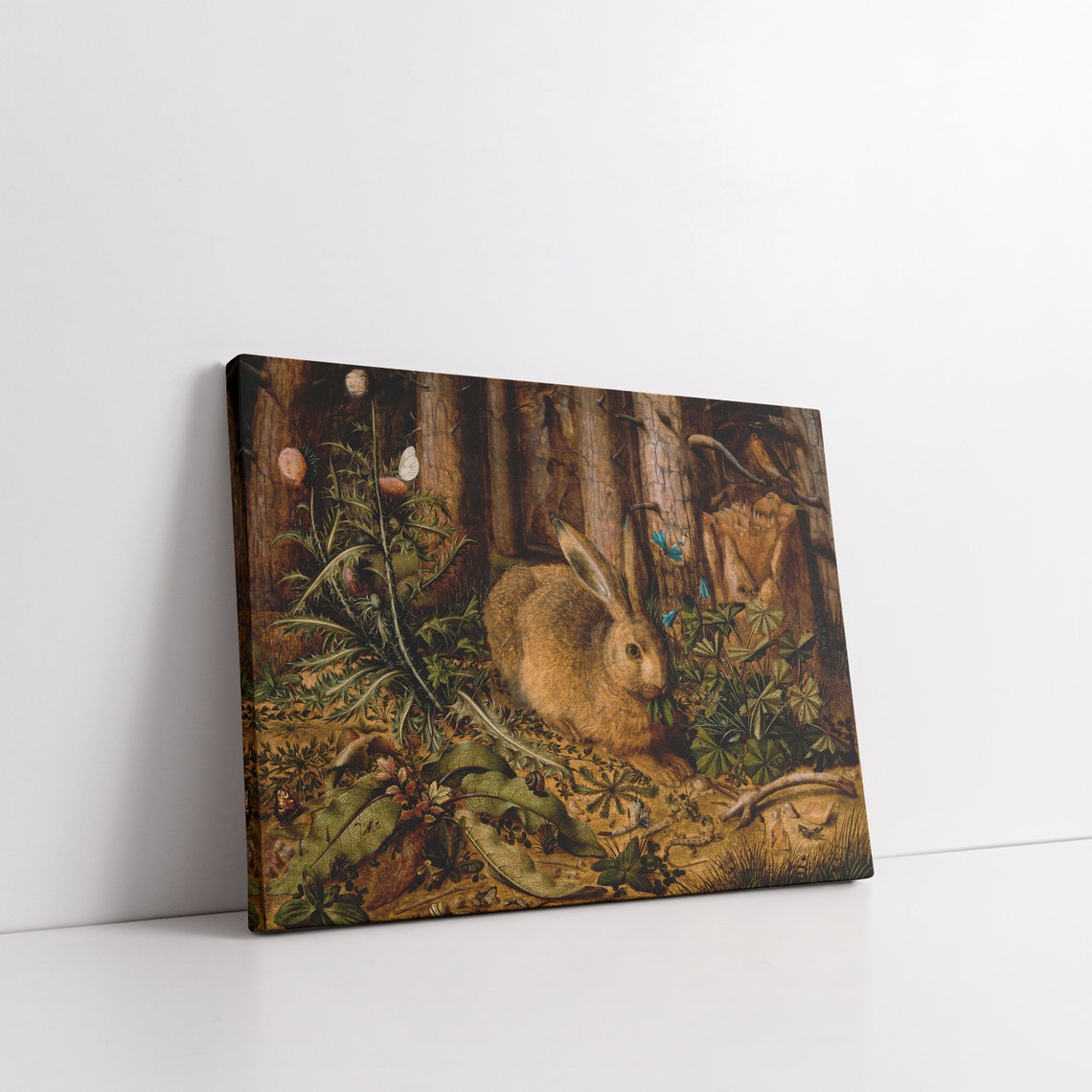 Vintage Hare in Forest Floor Detailed Wildlife Nature Poster - Image 5