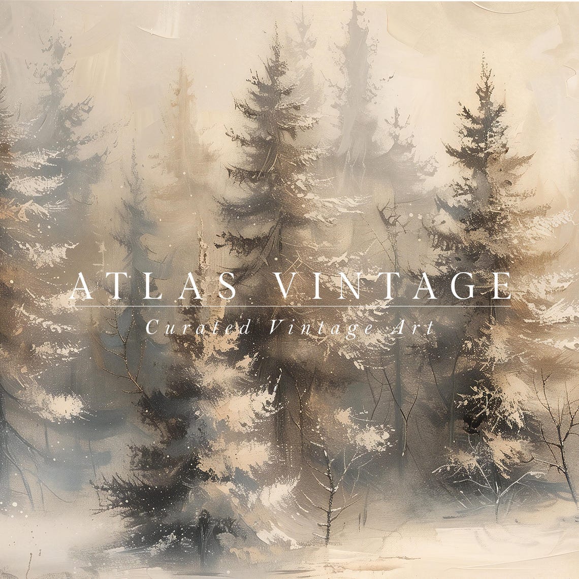 Misty Snow Covered Pine Forest in Soft Winter Light Vintage Poster - Image 7