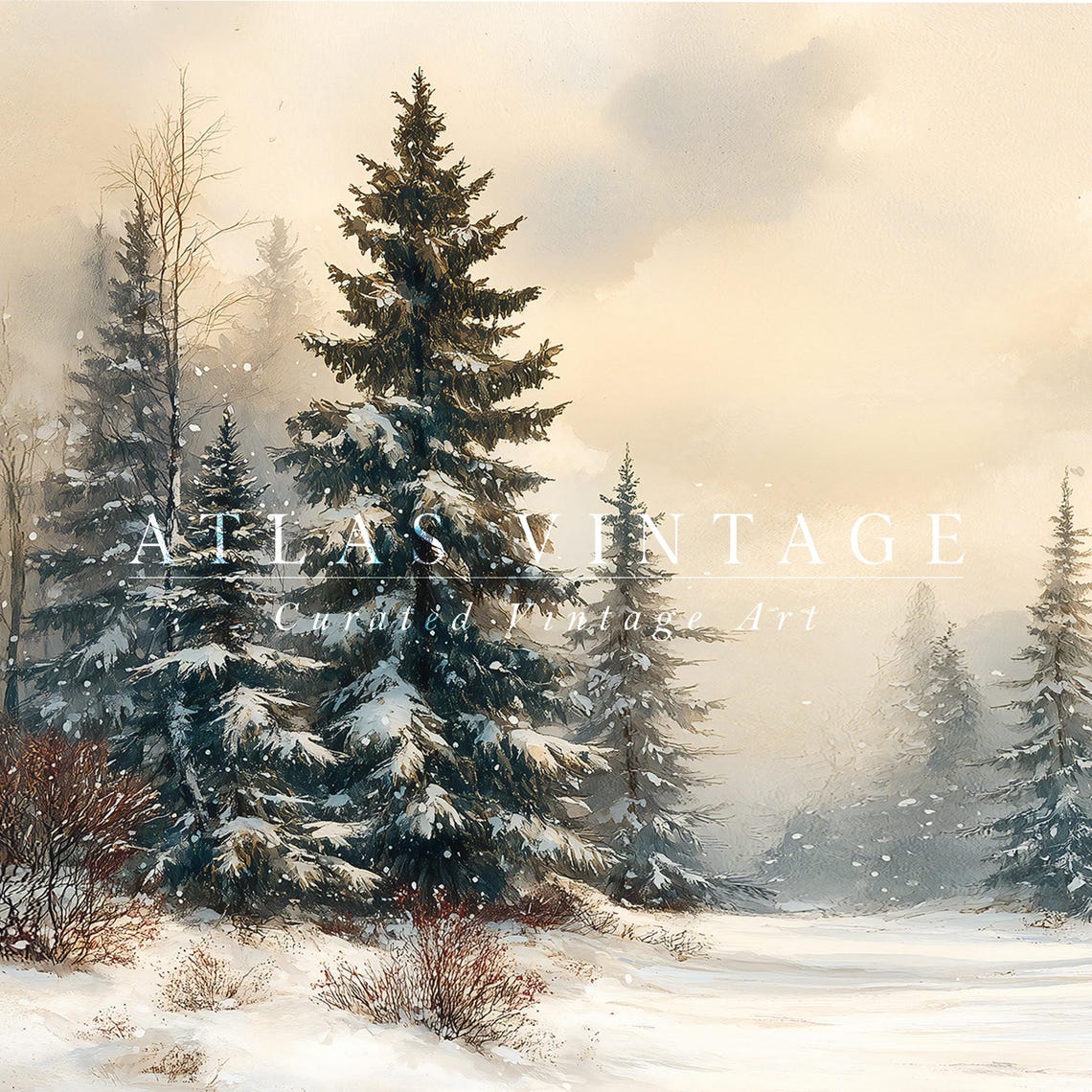 Snowy Winter Pine Forest Vintage Landscape Peaceful Snow Art Poster - Image 7
