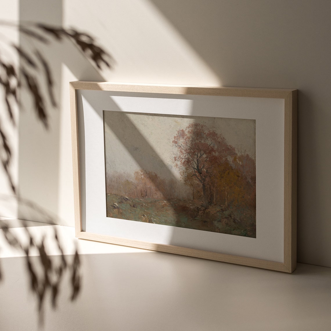 Muted Autumn Tree Vintage Oil Painting Soft Fall Landscape Poster - Image 3