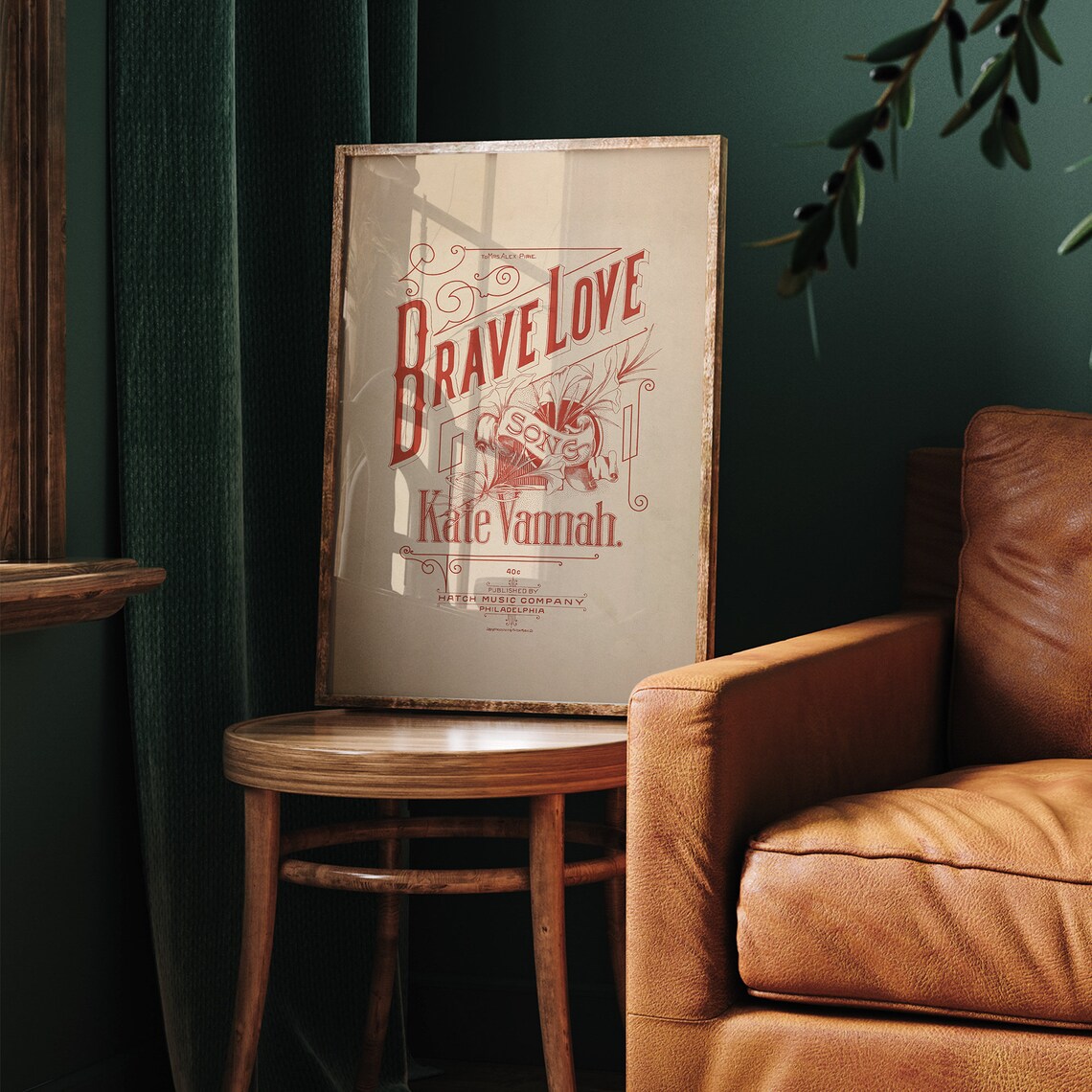 Brave Love Song Vintage Sheet Music Cover by Kate Vannah Poster - Image 4