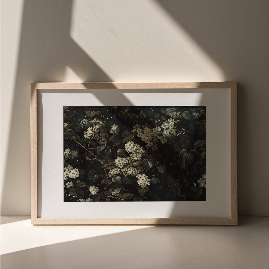 Dark Moody White Blossom Floral Painting Dramatic Flower Poster - Image 5