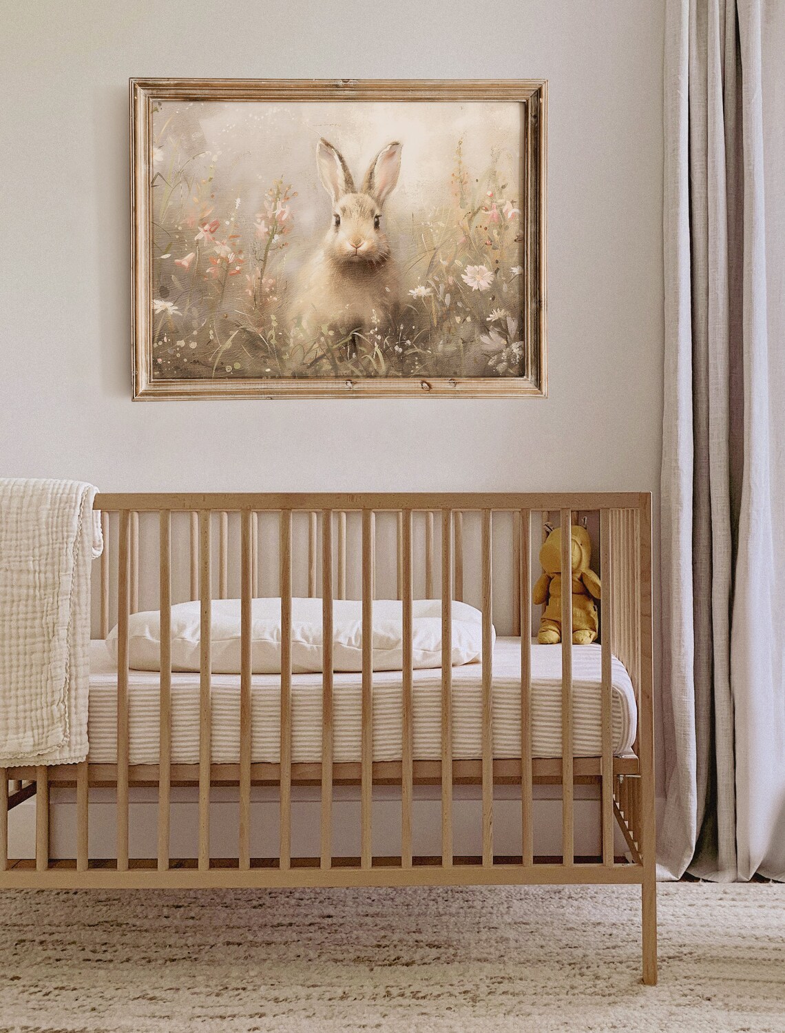 Vintage Easter Bunny Wildflower Meadow Soft Pastel Spring Rabbit Poster - Image 5