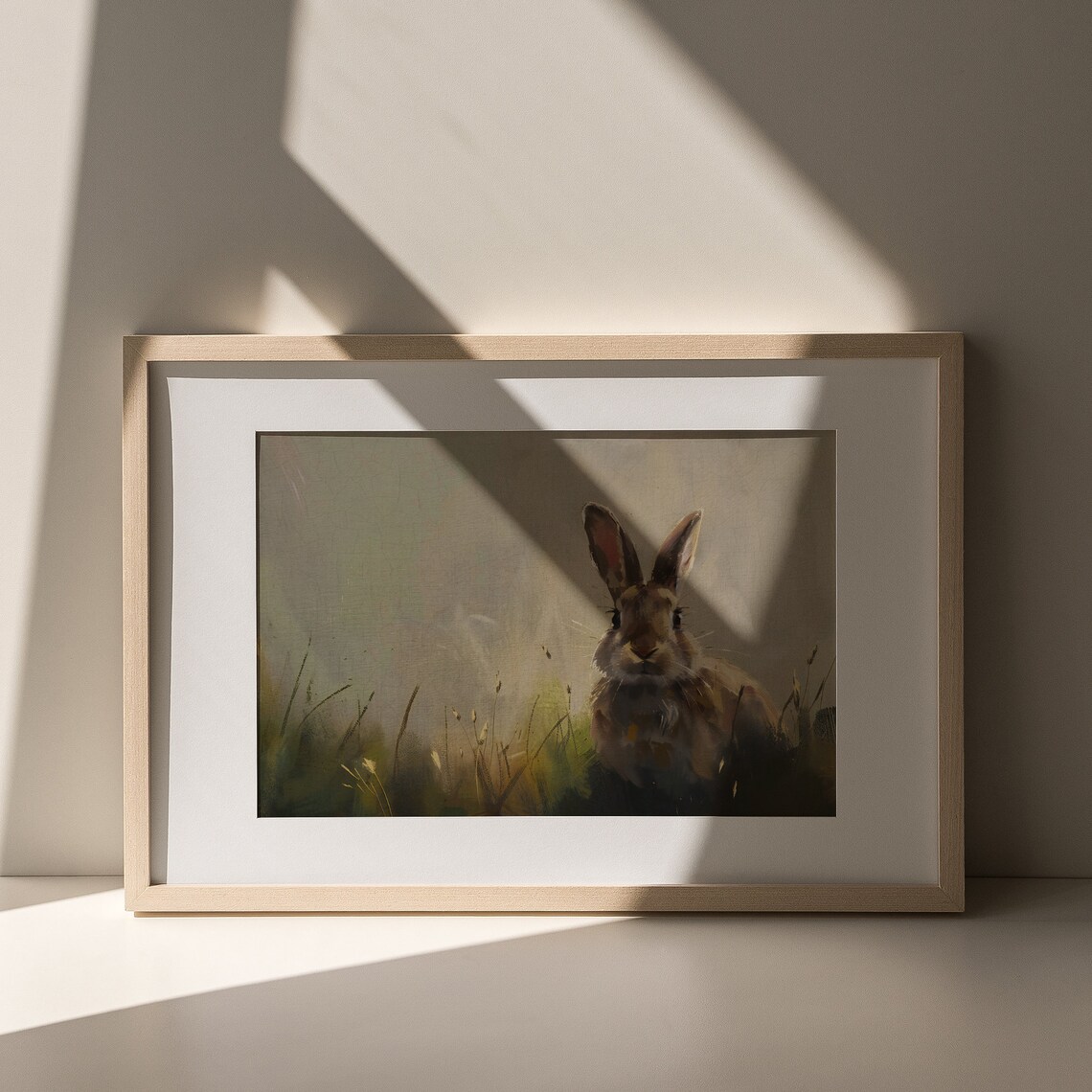 Vintage Spring Rabbit Oil Painting Muted Rustic Bunny Meadow Wildlife Poster - Image 8