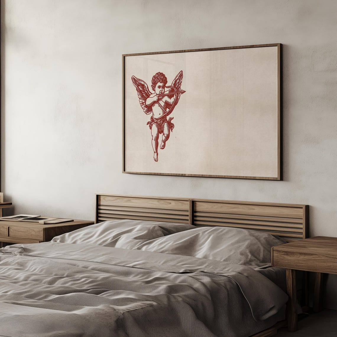 Vintage Red Engraved Cupid Drawing Bow Classic Romantic Cherub Poster - Image 7