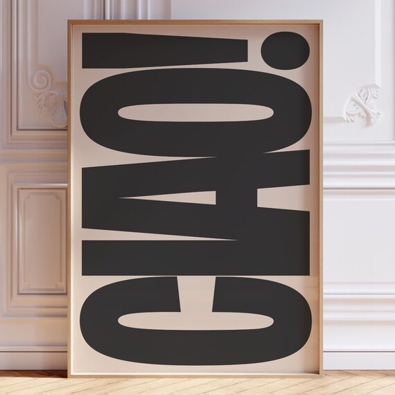 Ciao Italian Typography Poster, Minimal Travel Poster