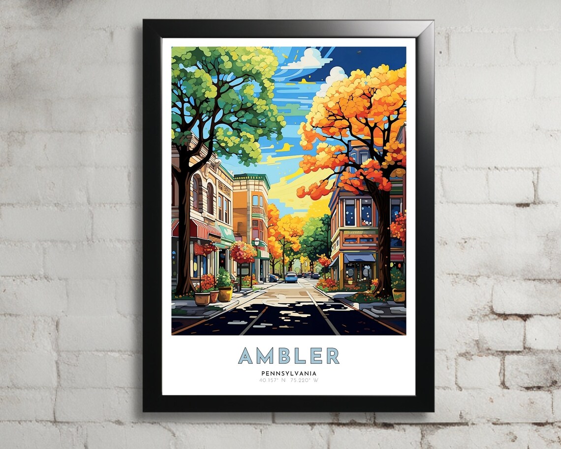Ambler Pennsylvania Main Street Autumn Colors Street Travel Poster