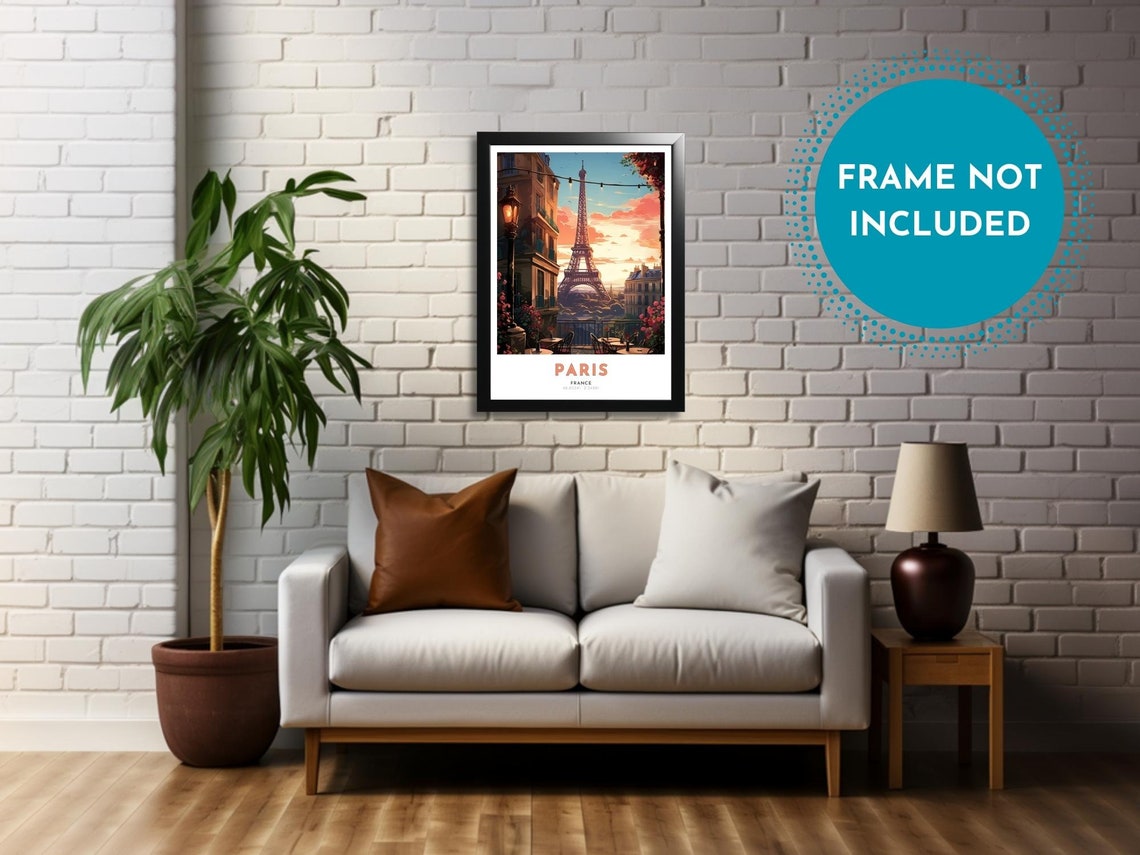 Paris France Eiffel Tower Cafe Terrace Sunset Romantic Poster - Image 4