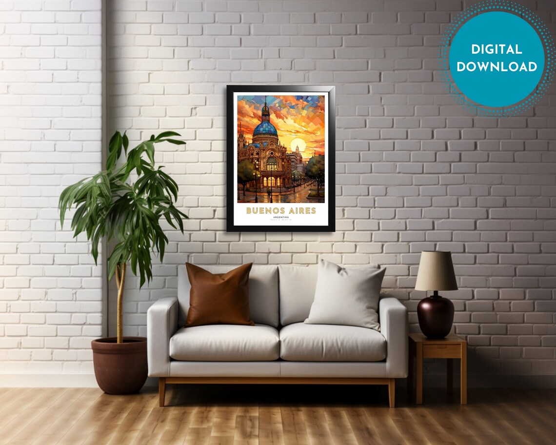 Buenos Aires Argentina Sunset Dome Landmark Travel Poster Art - Image 4