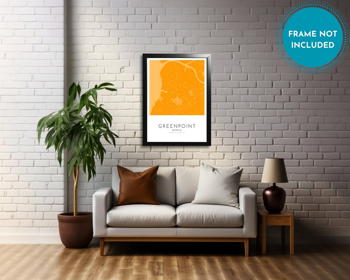 Greenpoint Brooklyn Orange Street Map Neighborhood Art Poster - Image 4