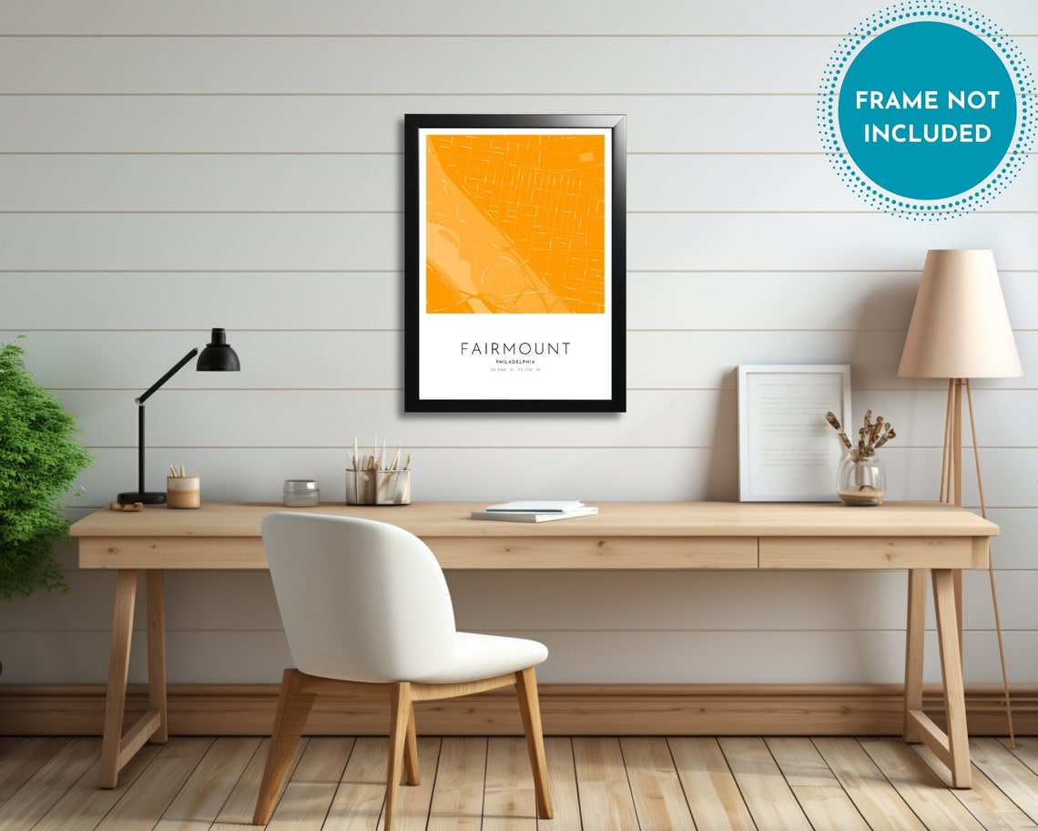 Fairmount Philadelphia Orange Street Map Modern City Art Poster - Image 4