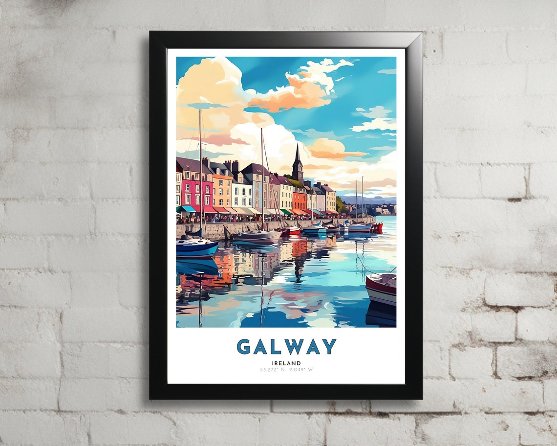Galway Travel Poster Of Ireland Art Nouveau Gift For Lovers Of Galway Ireland Wall Art Decor Of Galway Painting