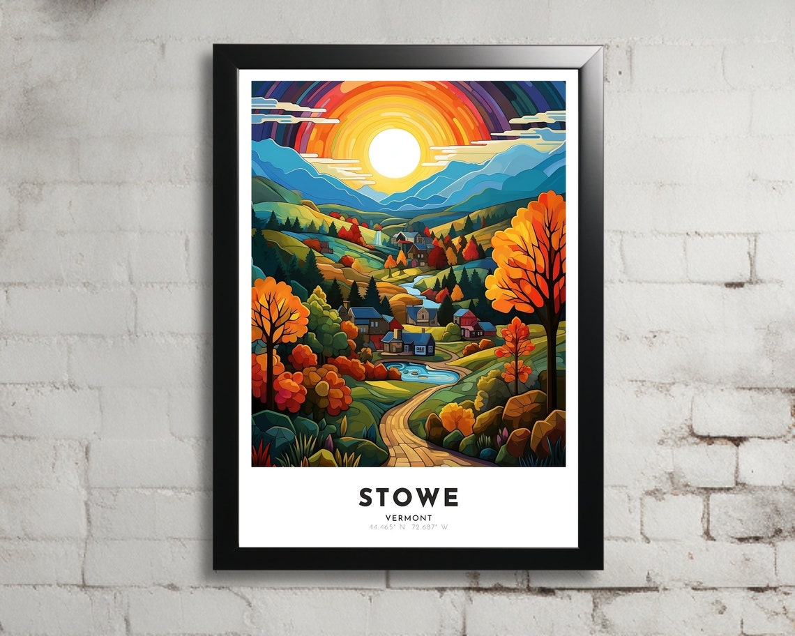 Stowe Travel Poster Of Vermont Art Nouveau Gift For Lovers Of Stowe Vermont Wall Art Decor Of Painting