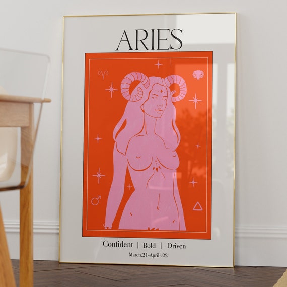 Aries Goddess Wall Art Print Zodiac Astrology Star Sign Birthday Gift
