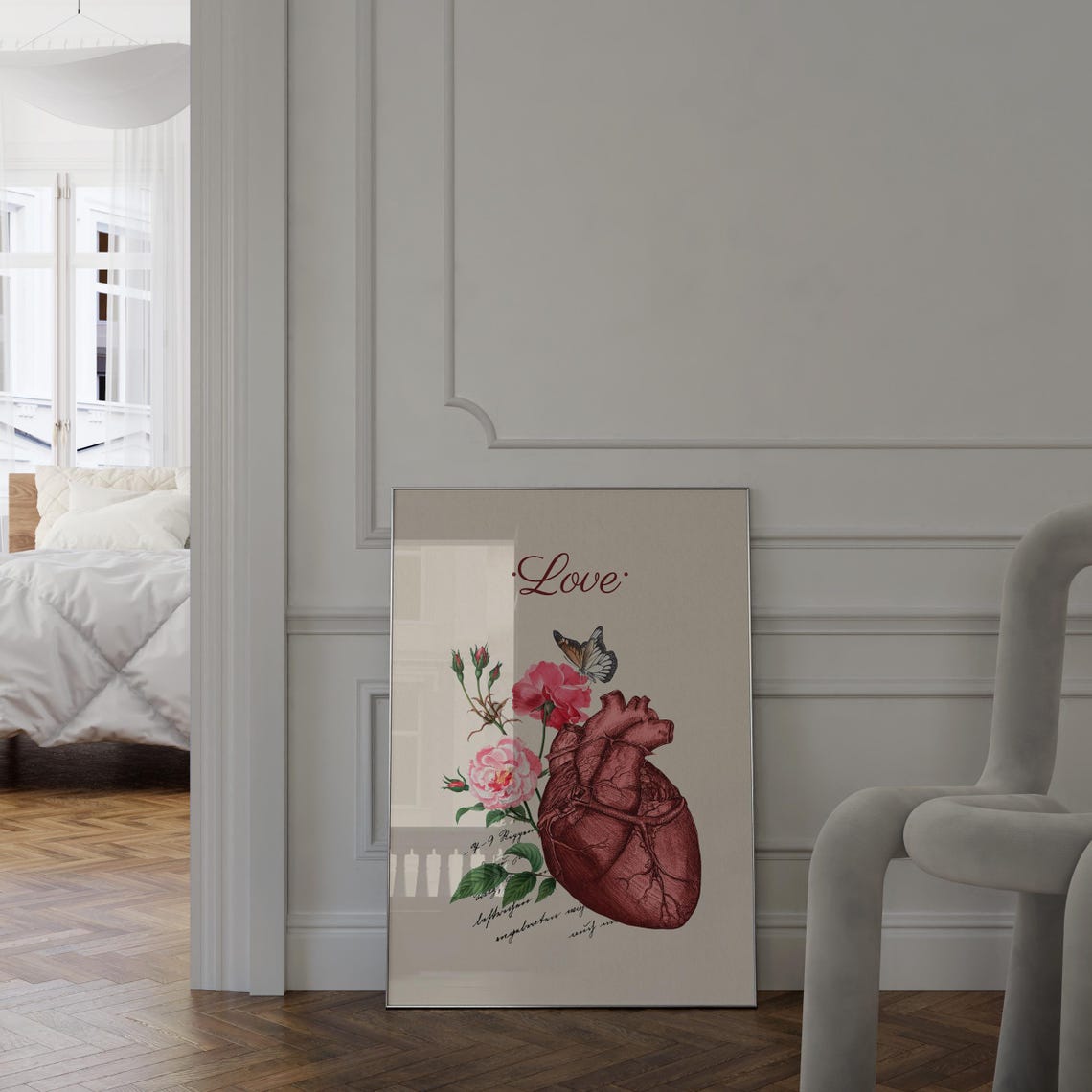 Anatomical Heart With Roses Butterfly Vintage Botanical Love Poster - Image 5