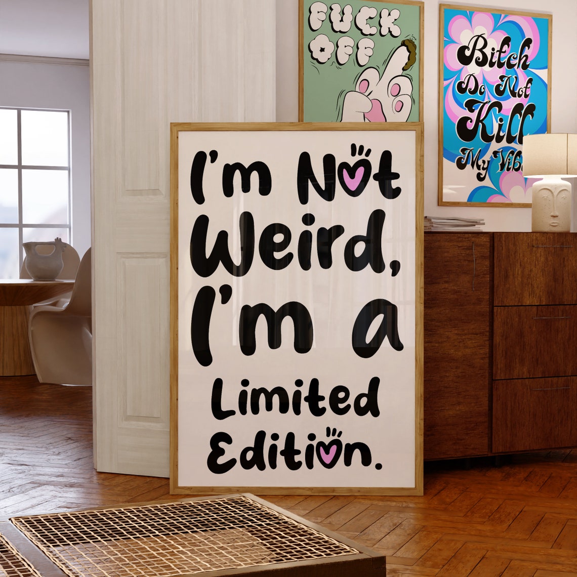 Not Weird Limited Edition Playful Black Bubble Letter Quote Poster - Image 3