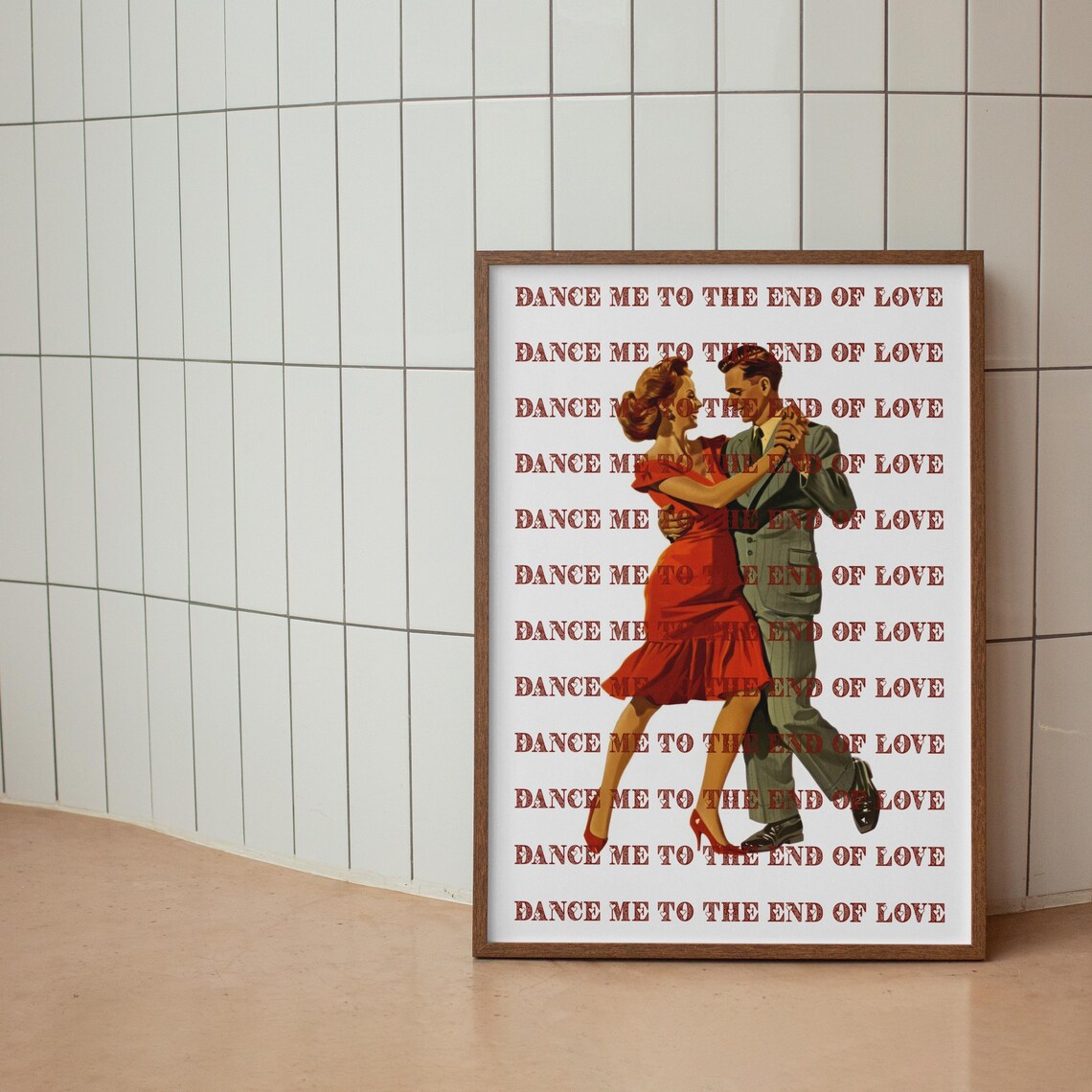 Dance Me to the End of Love Vintage Retro Dancing Couple Wall Art - Image 2