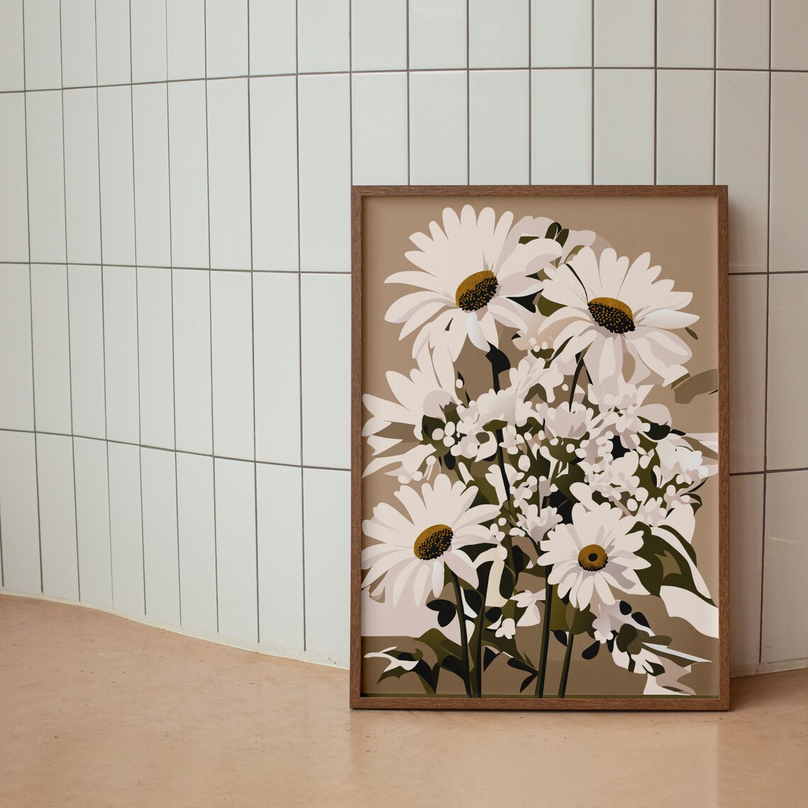 Dreamy White Daisy Bouquet Neutral Botanical Floral Art Poster - Image 2