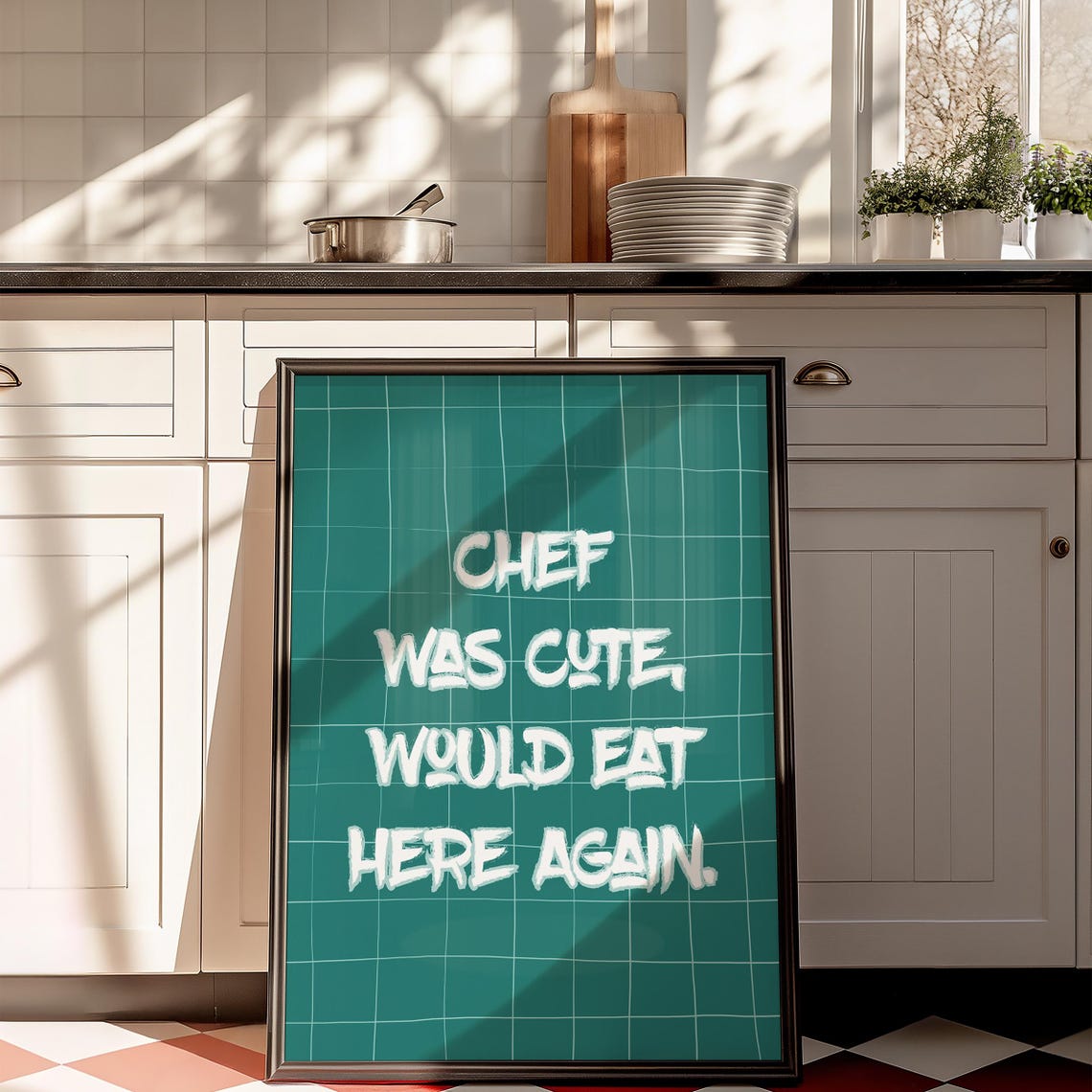 Fun Chef Was Cute Would Eat Here Again Trendy Kitchen Wall Art - Image 5