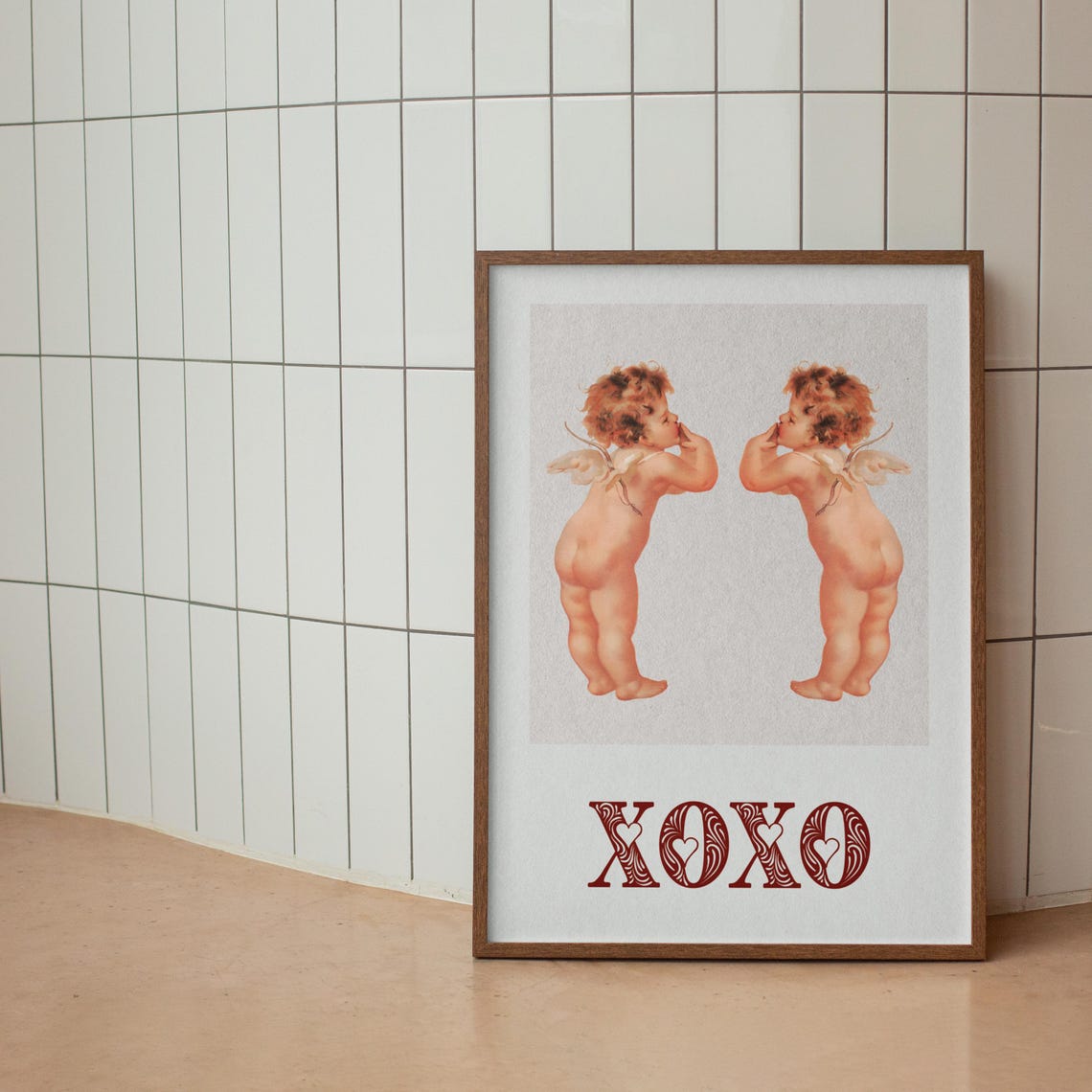 Xoxo Cute Angels Print Minimalist Valentines Day Decor Valentines Day Romantic Wall Art Retro Wall Decor Typography Art - Image 2