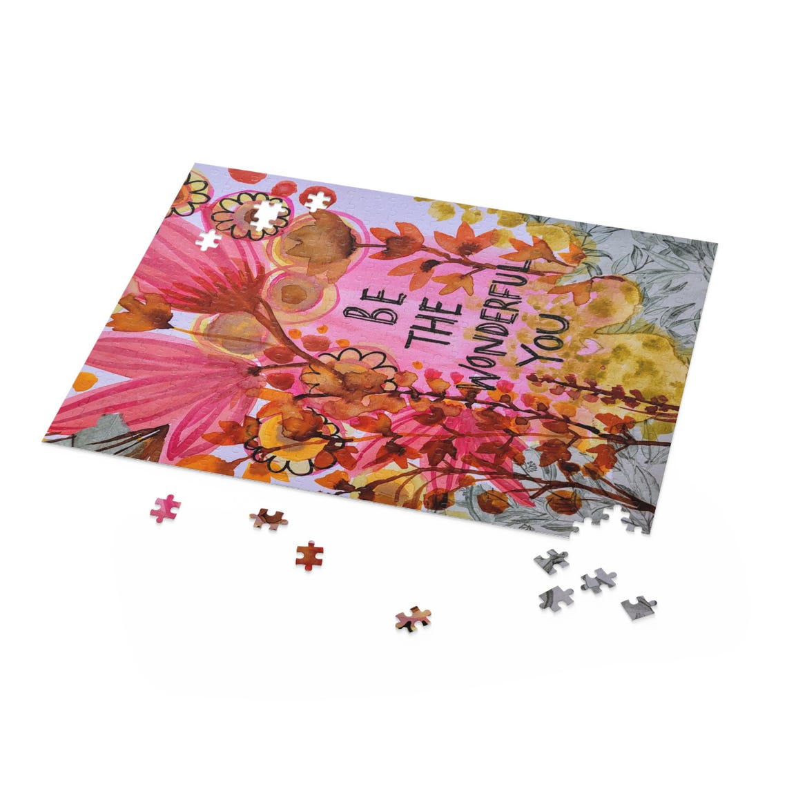 Be The Wonderful You Pink Floral 500 Piece Jigsaw Puzzle Print - Image 3