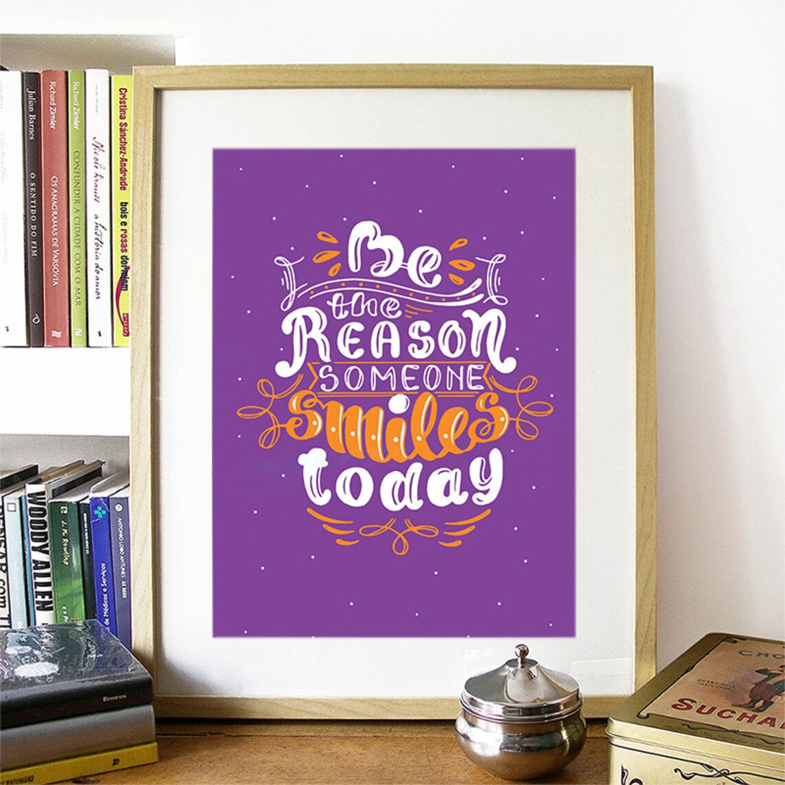 Be the Reason Someone Smiles Today Purple Hand Lettered Poster - Image 2