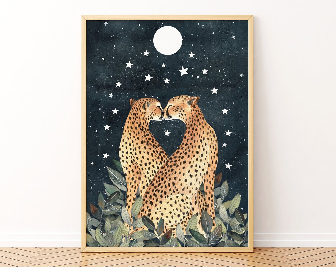 Cheetah Wall Art Jungle Illustration Art Print