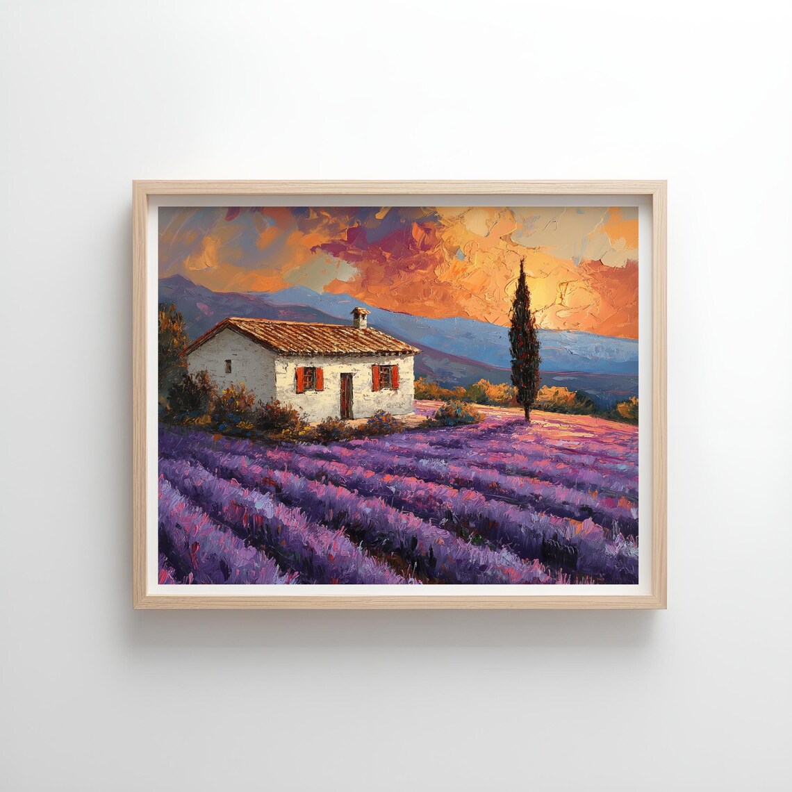 Provence Farmhouse Lavender Field Terracotta Roof Sunset Travel Poster - Image 4