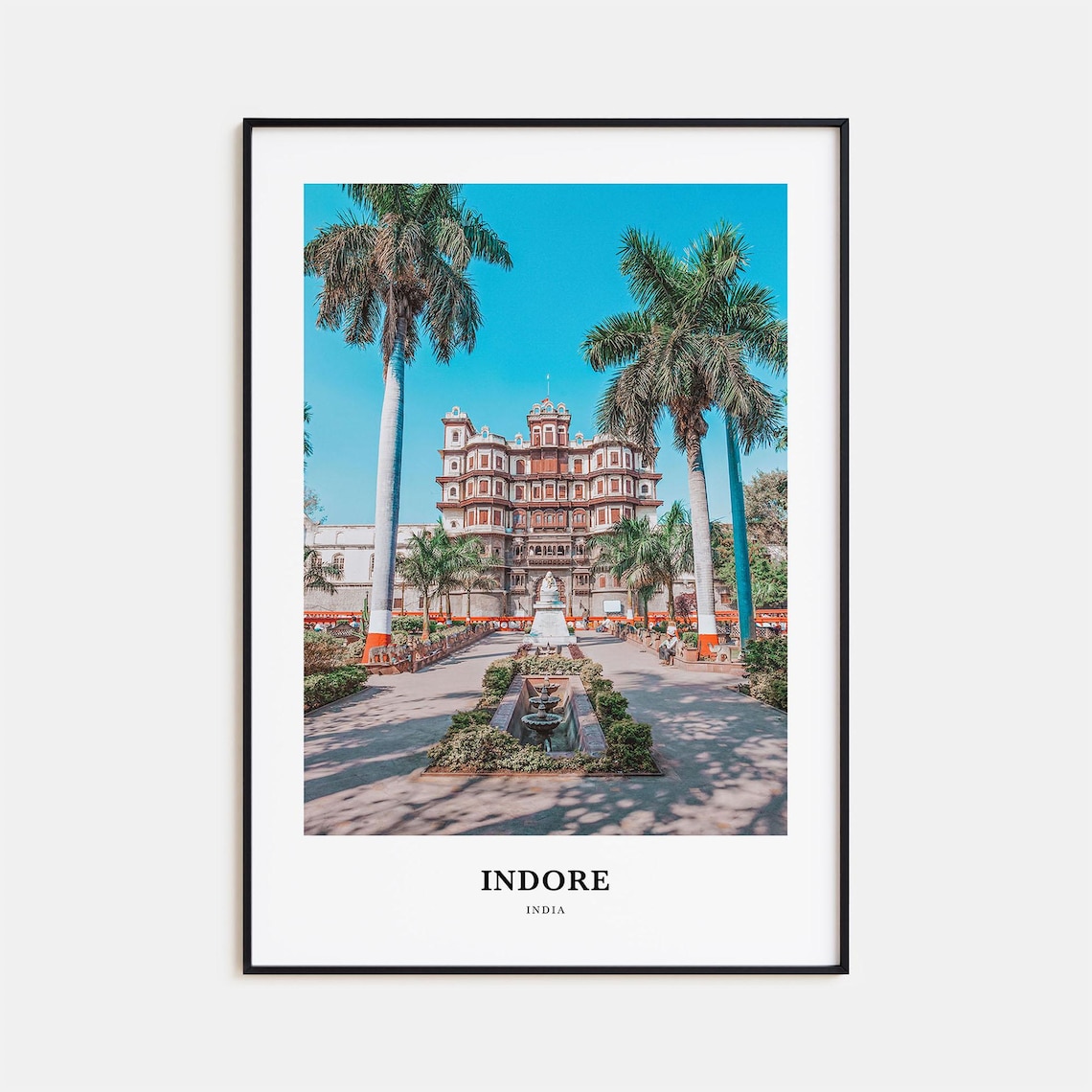 Indore India Historic Palace Palm Gardens Blue Sky Travel Photo Poster