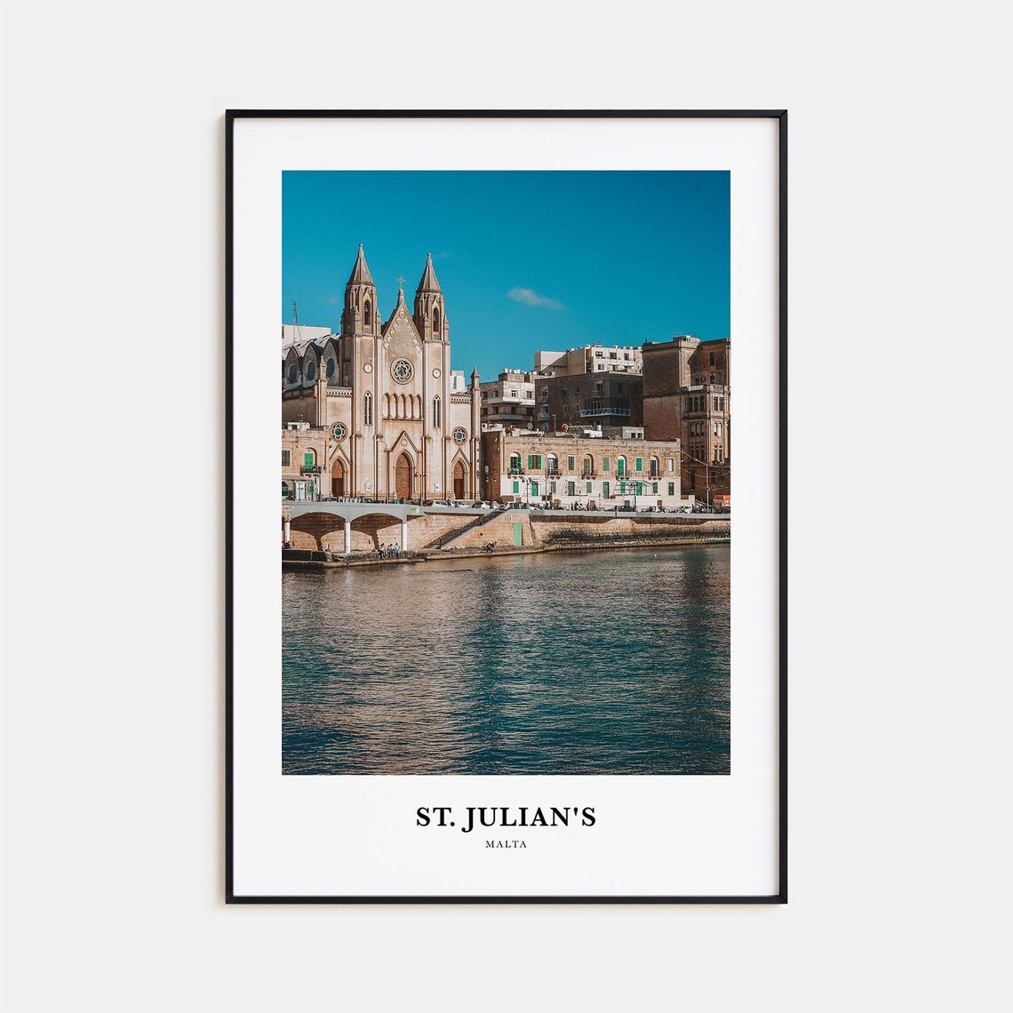 St. Julian's Malta Waterfront Bay And Church Photography Poster