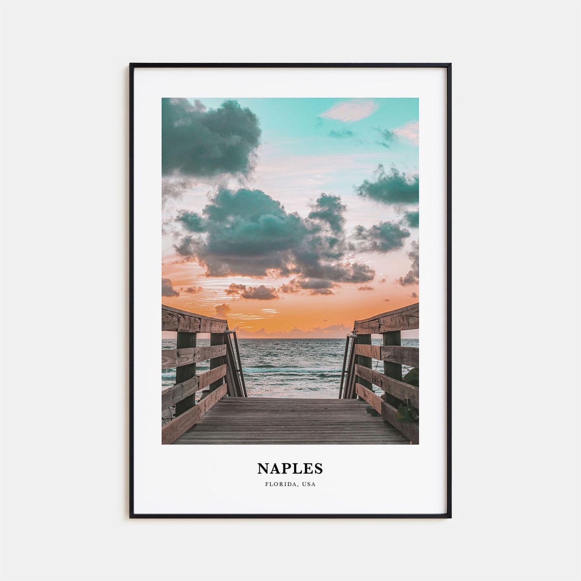 Naples Florida Beach Boardwalk Sunset Ocean Photography Poster