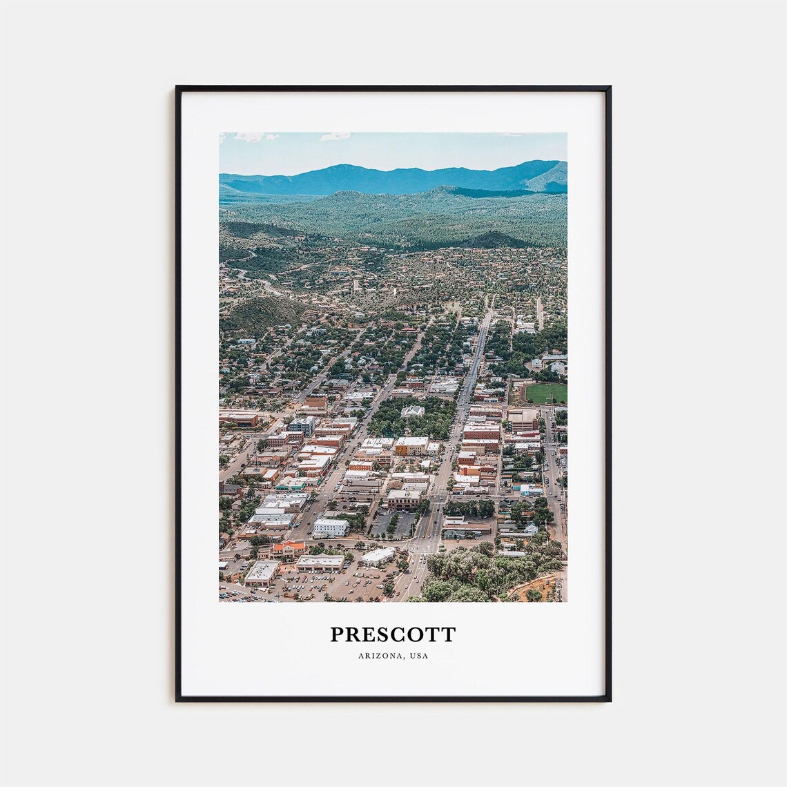 Prescott Arizona Aerial Town View Mountains Desert Photo Travel Poster
