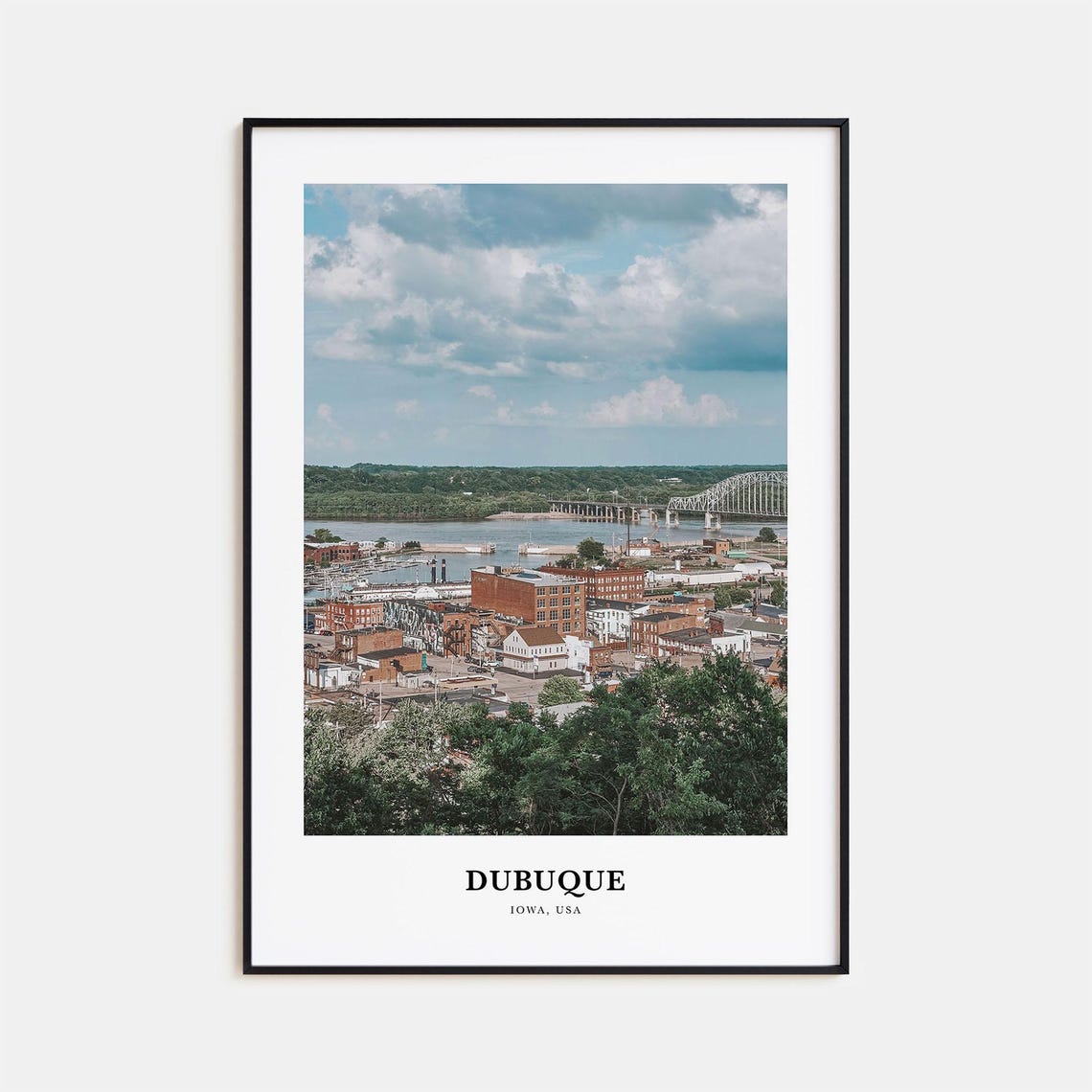 Dubuque Iowa USA Riverfront Bridge Historic Town View Photo Poster