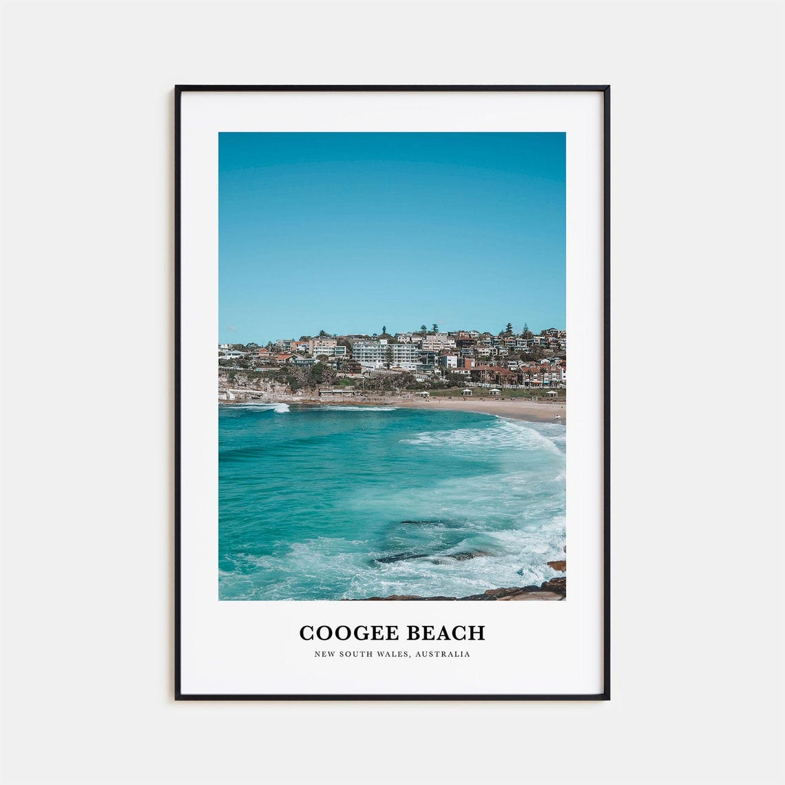 Coogee Beach Australia Surf Coastline Minimalist Travel Poster