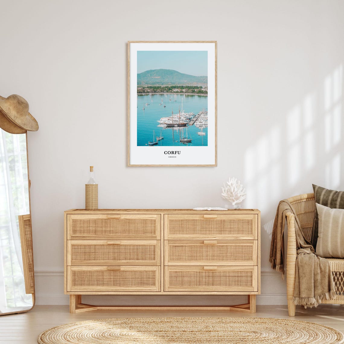 Corfu Greece Turquoise Sailboat Bay Minimalist Island Poster - Image 2