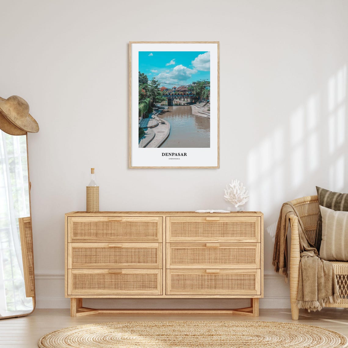Denpasar Indonesia Tropical River Bridge Minimalist Photo Poster - Image 2