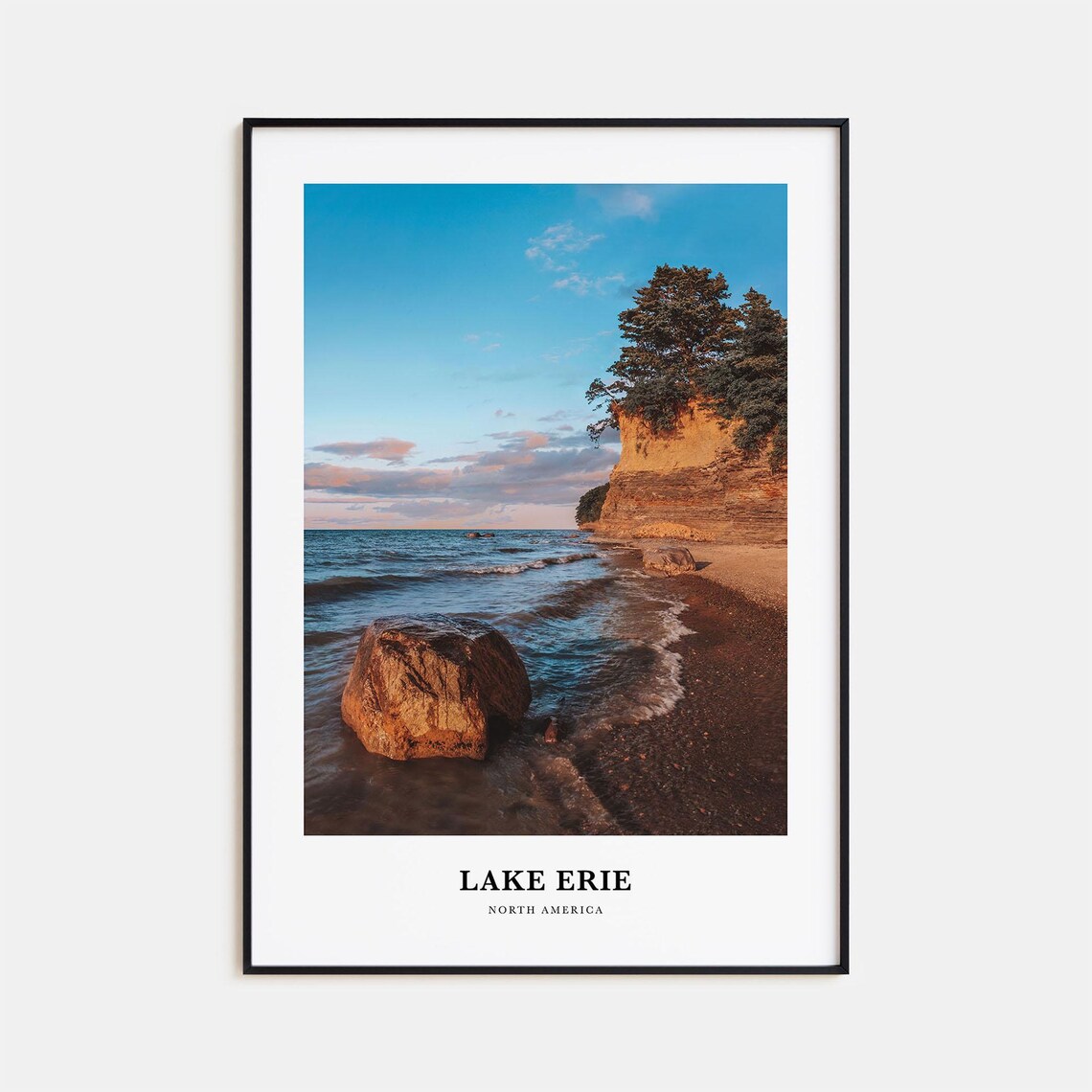 Lake Erie Sunset Rocky Shoreline Boulder Beach Nature Travel Poster
