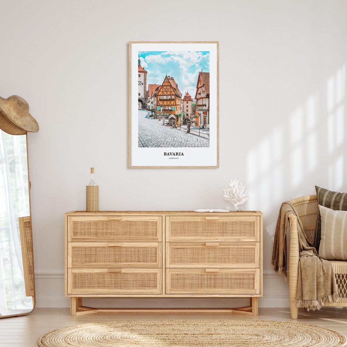 Bavaria Germany Half Timbered Village Street Minimalist Travel Poster - Image 2
