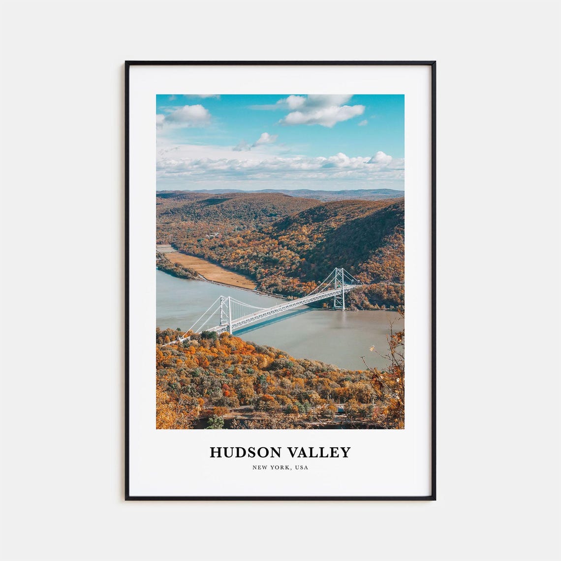 Hudson Valley New York Autumn Bridge Spanning The Wide River Poster
